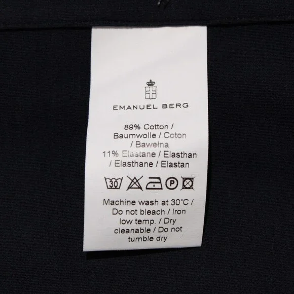 Emanuel Berg NWT Byron Casual Button Down Shirt Size 40 15.75 M in Blue Cotton